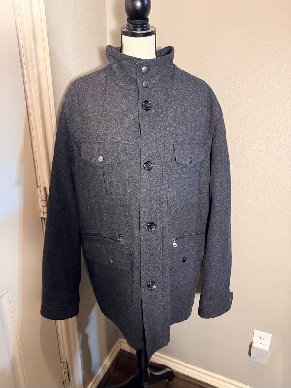 Michael Kors Dark Charcoal Wool Pea Coat